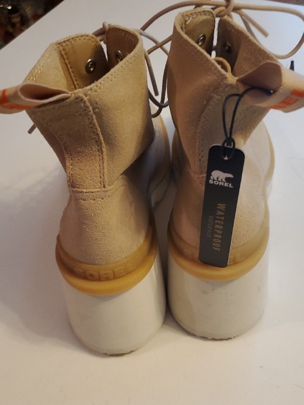 Sorel Women's Lace-Up Suede Platform Boots in Beige - Picture 6 of 13